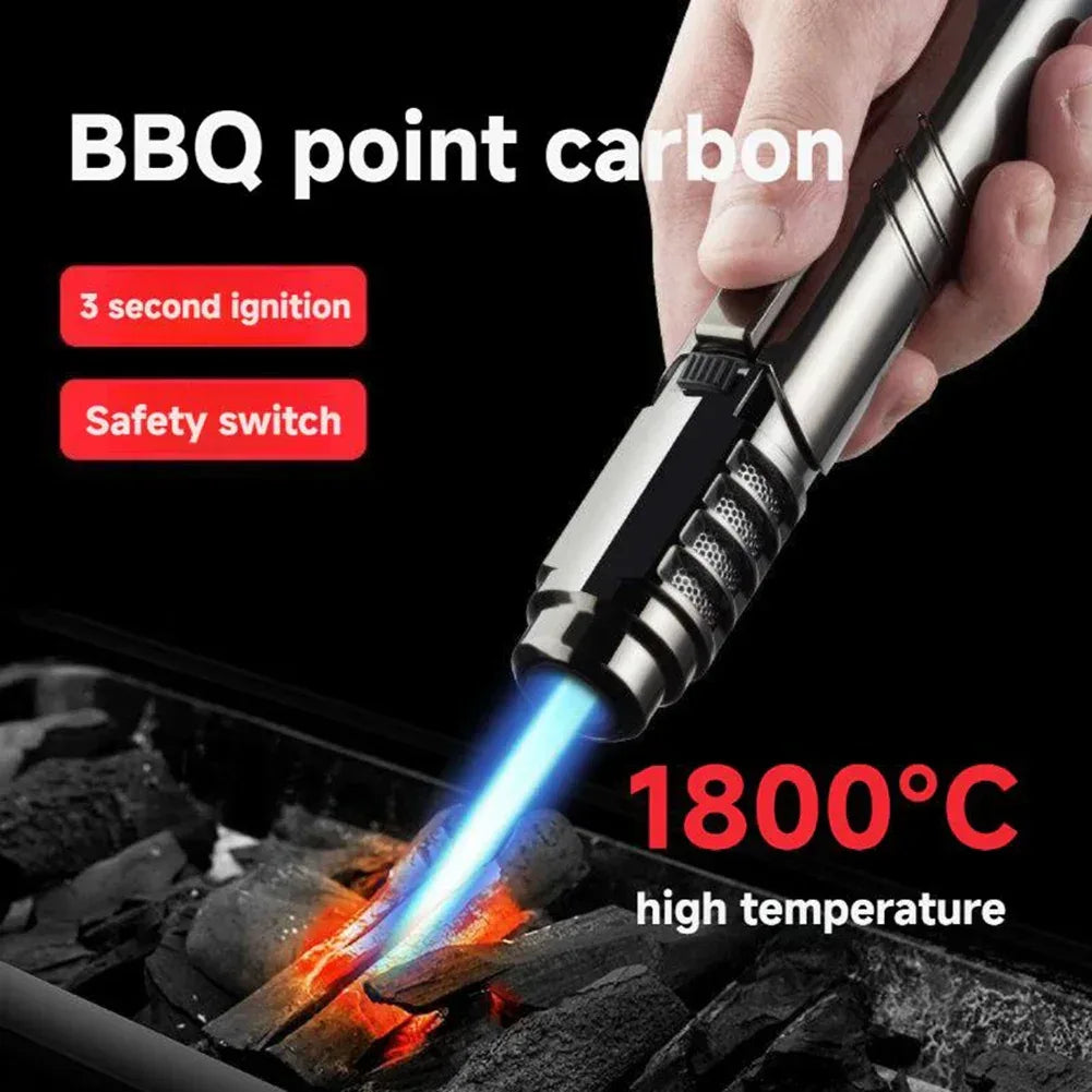 Torch Lighters Straight Jet-Flame Butane Lighter 18cm Portable Brightfire with Lock for Camping BBQ Cooking - Urbizia
