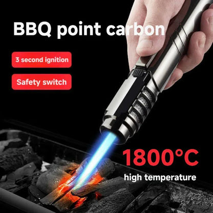 Torch Lighters Straight Jet-Flame Butane Lighter 18cm Portable Brightfire with Lock for Camping BBQ Cooking - Urbizia