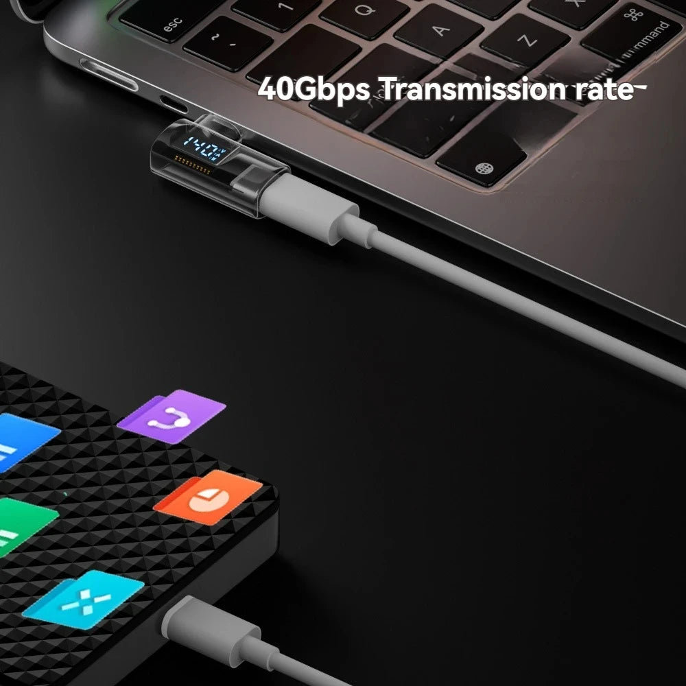 90 Degree USB C Adapter Right Angle U Shape Type C Adapter 40Gbps Data Transfer PD 140W USB4.0 8K 60Hz Video for Thunderbolt 3/4