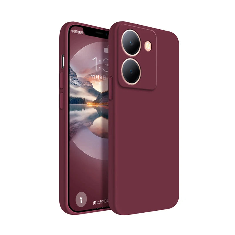 Pure Candy Phone Cover for VIVO Y36 Y27 Y78 4G 5G Luxury Shockproof Original Liquid Silicone Internal Flocking Soft Case Housing