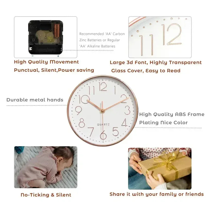 8 Inch Mute Quartz Wall Clock Cubic Digital Clock Living Room Bedroom Wall Clock Simple Digital Clock Home Decorations - Urbizia