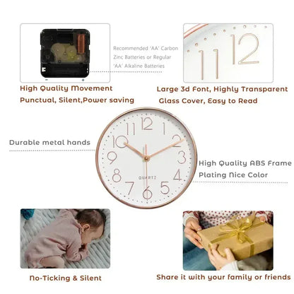 8 Inch Mute Quartz Wall Clock Cubic Digital Clock Living Room Bedroom Wall Clock Simple Digital Clock Home Decorations - Urbizia