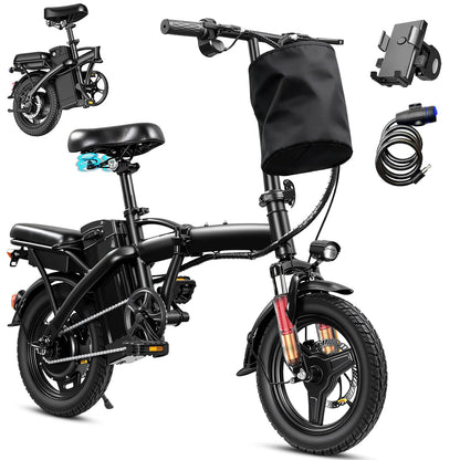 Adult and Adolescent Electric Bicycles, 20MPH, 560W Motor, 48V Detachable Battery, 14 inch Folding Electric Bicycle, Up to 25-32 Miles Long, Commuter Electric Bike