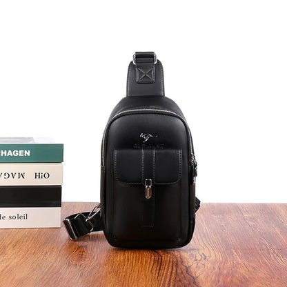 Men's Fashion PU Leather Chest Bag Kangaroo Design Crossbody Sling Bag Casual Large Capacity Shoulder Bag For Men 2026