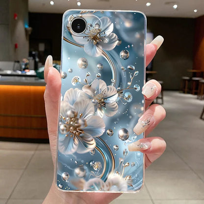 For iPhone 16e Case Clear Luxury Fashion Butterfly Flowers Soft TPU Silicone Jelly Back Cover for Apple iPhone 16e Phone Case