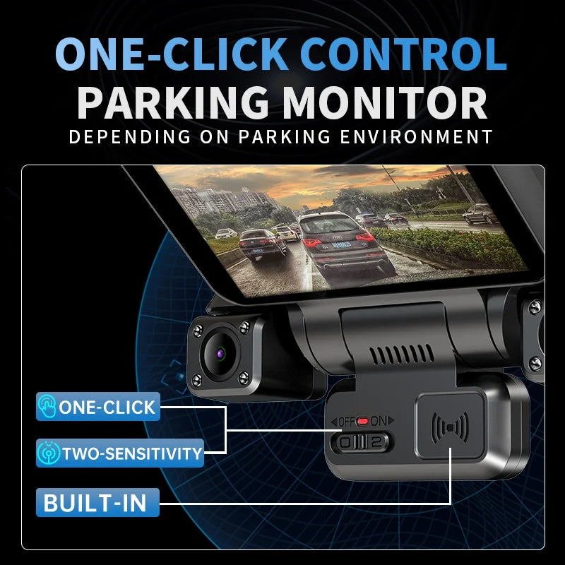 XUOIB I9pro-WB 4CH 360° Dash Cam 4K with 4'' Touch Screen Dash Car Camera 24H Parking Mode WiFi GPS Car DVR 8 IR Night Vision