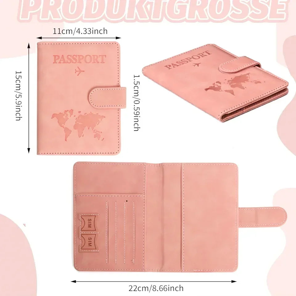 10 Colors Men Women PU Leather Travel Mad Passport Cover Holder Case Ticket Wallet with Credit Card Holder Protector Cover