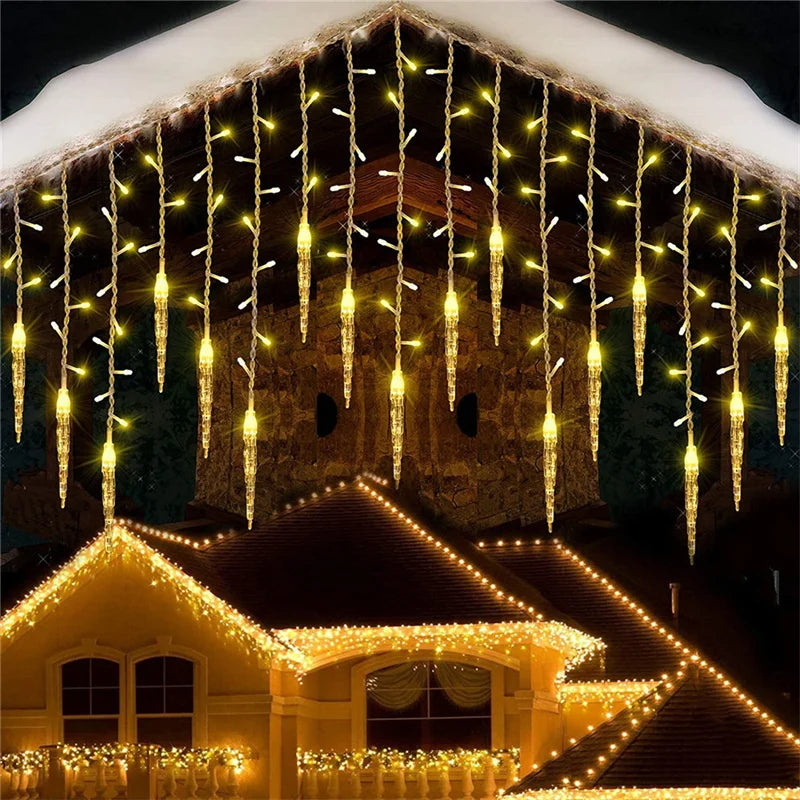 LED Curtain Icicle Christmas String Lights