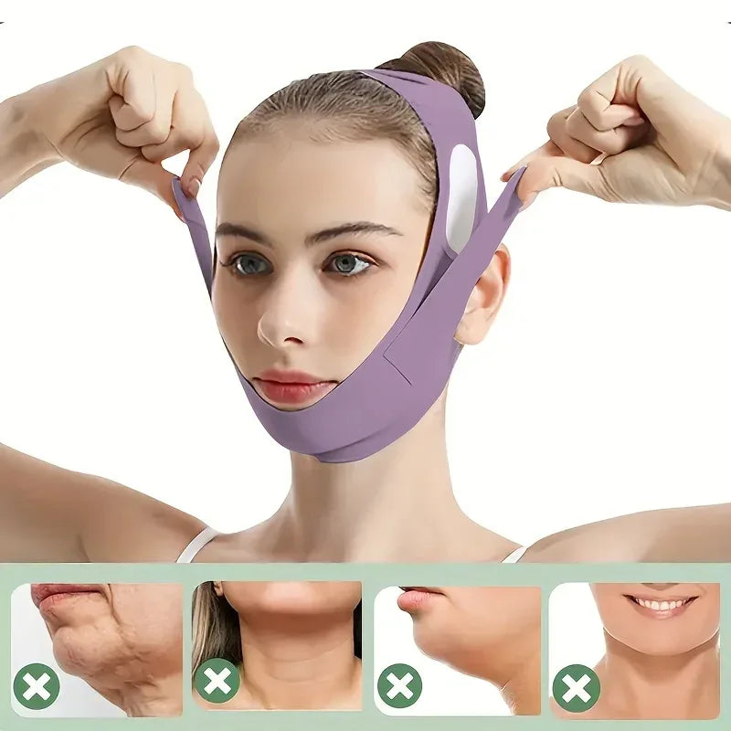 Overnight Face Lift Band with Graphene Fiber - Double Chin Reducer & Jawline Definer, Washable Reusable Beauty Strap 5 Sizes - Urbizia