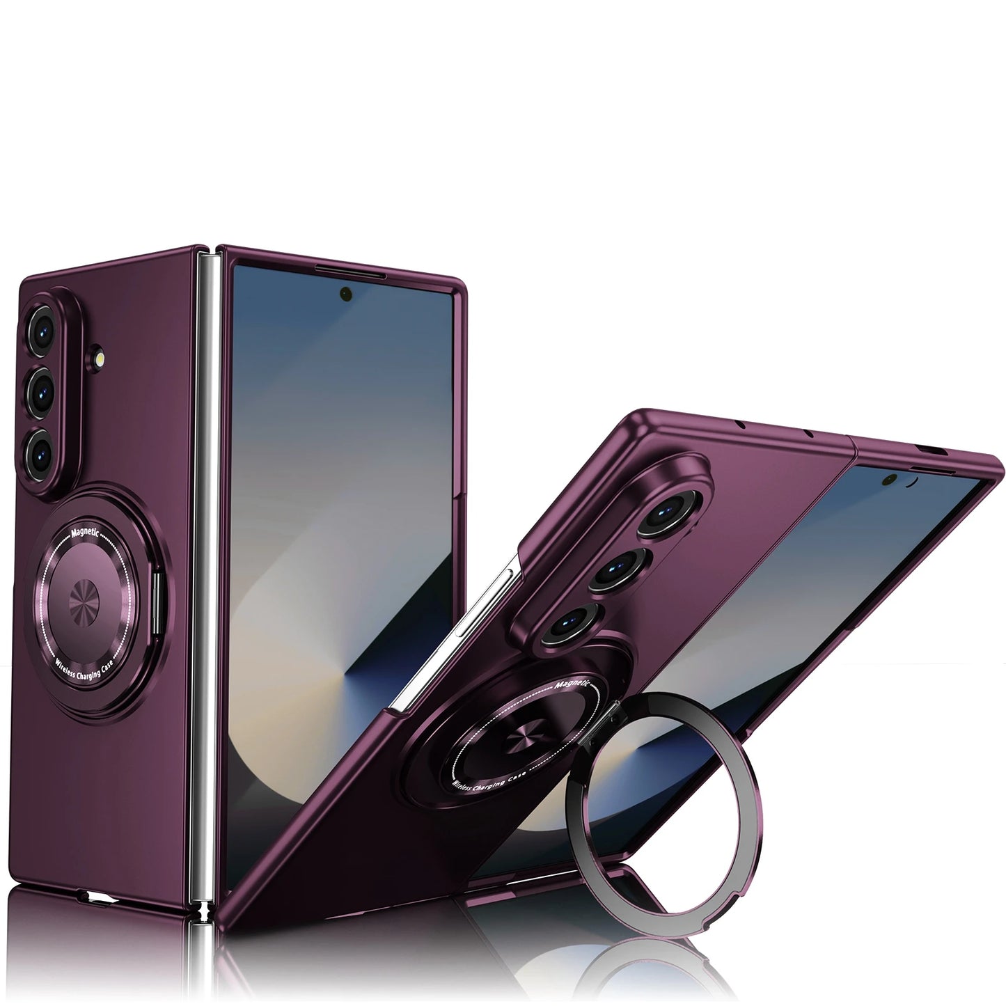 Luxury Military Armor Solid Color Magnetic 360 Bracket Phone Case For Samsung Z Fold 8 7 6 5 4 3 ZFold8Ultra for Magsafe Cover
