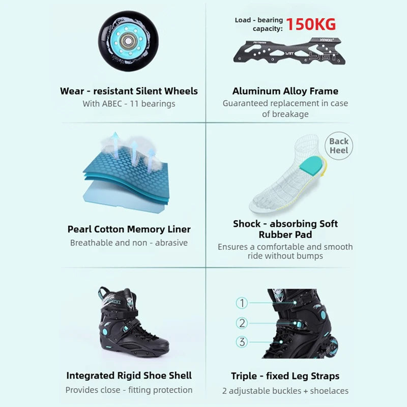 DF Adult Inline Skates Professional Roller Skating Shoes Freestyle Slalom Skates Outdoor Rollerblades for Men Women Fitness