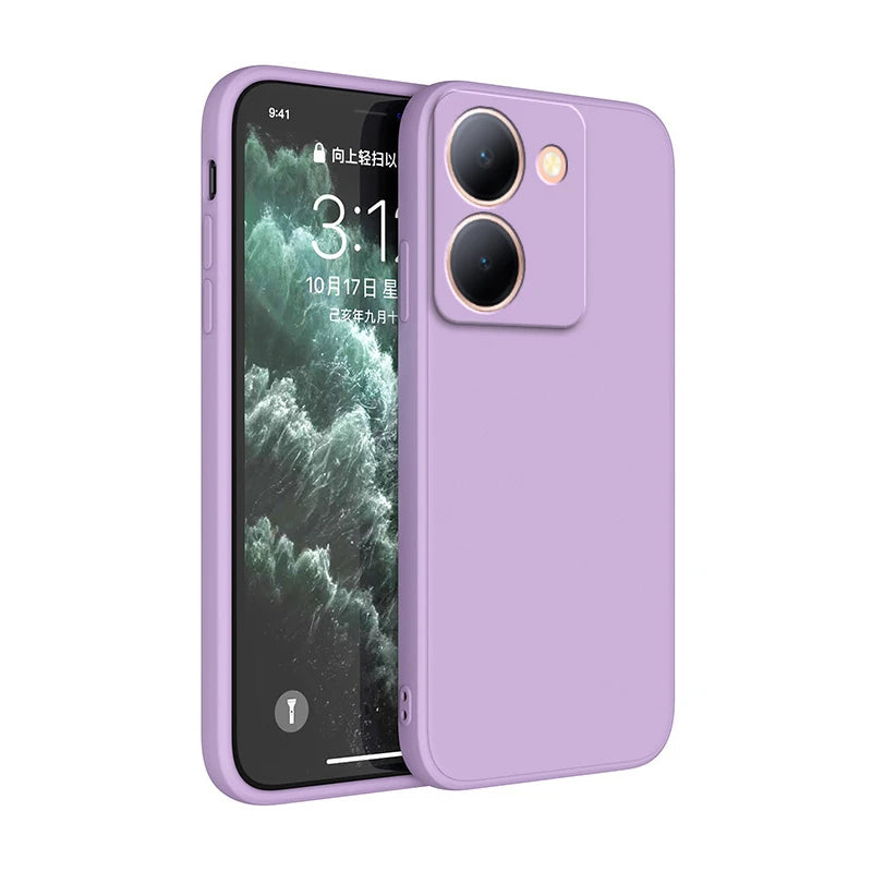 Pure Candy Phone Cover for VIVO Y36 Y27 Y78 4G 5G Luxury Shockproof Original Liquid Silicone Internal Flocking Soft Case Housing