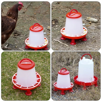 1.5kg Chicken Duck Feeder Bucket With Leg Poultry Food Fountain Chicken Chick Hen Lid Handle Feeding Watering Supplies - Urbizia