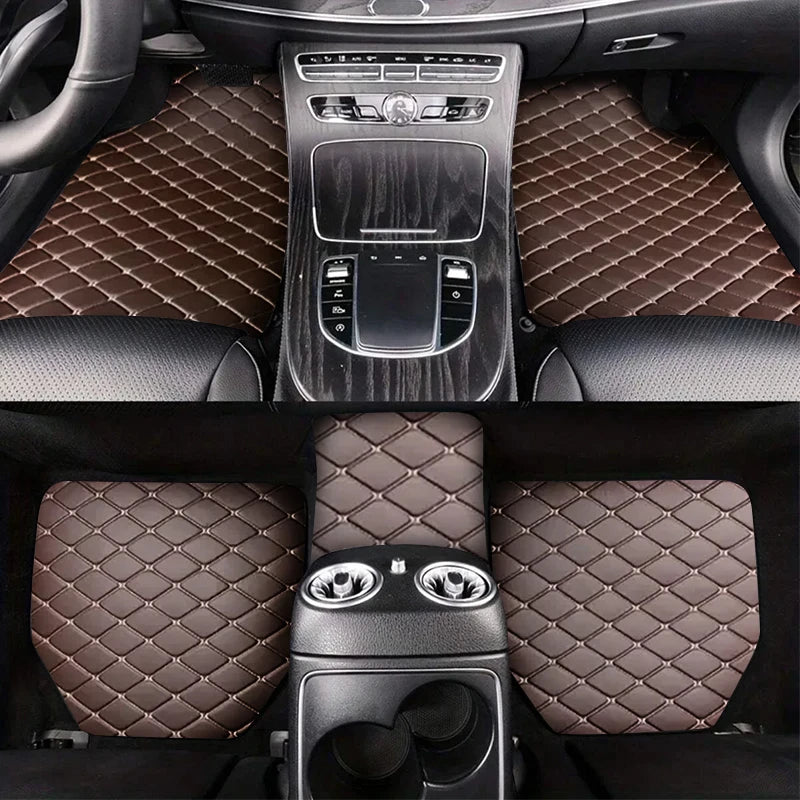 Universal 5Pcs Car Floor Mats PU Leather Waterproof Dust-Proof Auto Foot Pad Protector pads Fashion Car Foot Pad