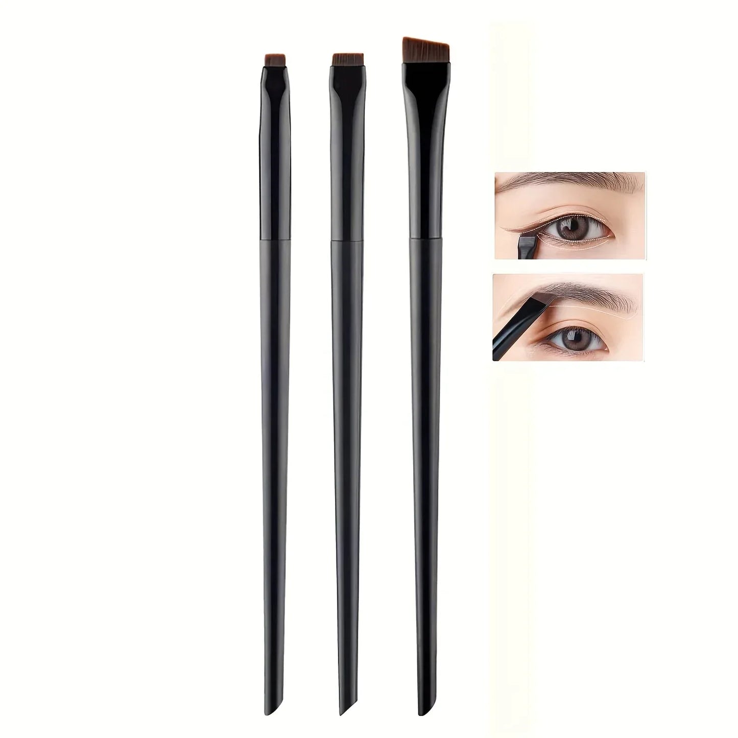 3Pcs Precision Eyeliner & Eyebrow Brush Set
