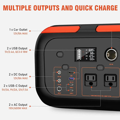 600W/300W/200W/120W Portable Power Station,110V AC Outlets Solar Generator Storage Energy Power Bank For Camping Travel RV Home