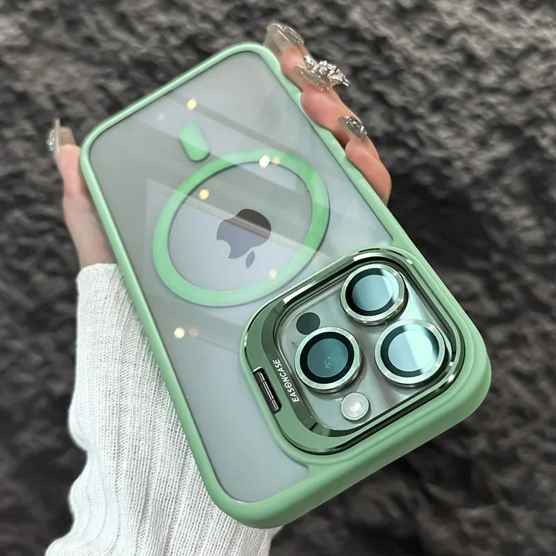 Luxury Metal Ring Bracket High Transparent Shockproof Mobile Phone Case For iPhone 16 15 14 13 12 11 ProMax Lens protective film