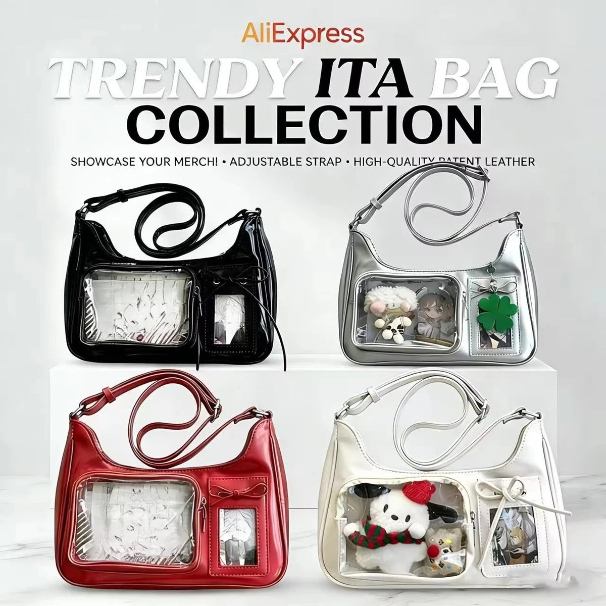 Y2k Harajuku Shoulder Bag Women Korean Transparent Ita Bag School Crossbody Bag Female Japanese Designer Preppy Handbag Purse