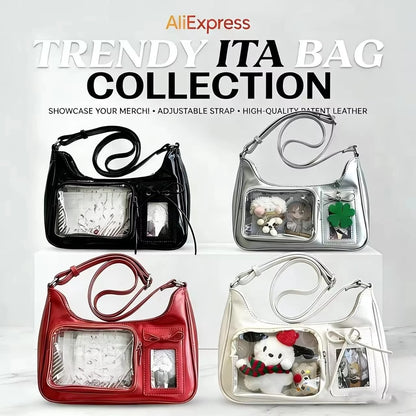 Y2k Harajuku Shoulder Bag Women Korean Transparent Ita Bag School Crossbody Bag Female Japanese Designer Preppy Handbag Purse