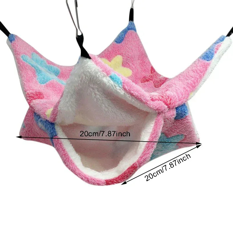 1/2 pcs Hamster Hideout Cage Print Fleece Guinea Pig Sugar Glider Sleeping Bed Rodent Hammock Rat Little House Animals Supplies - Urbizia