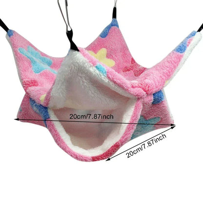 1/2 pcs Hamster Hideout Cage Print Fleece Guinea Pig Sugar Glider Sleeping Bed Rodent Hammock Rat Little House Animals Supplies - Urbizia
