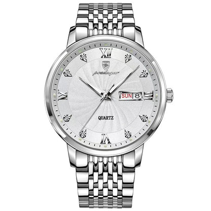 POEDAGAR Luxury Brand Man Watch Waterproof Luminous Date Week Men's Quartz Wristwatch Stainless Steel Fashion Sports Men Watches