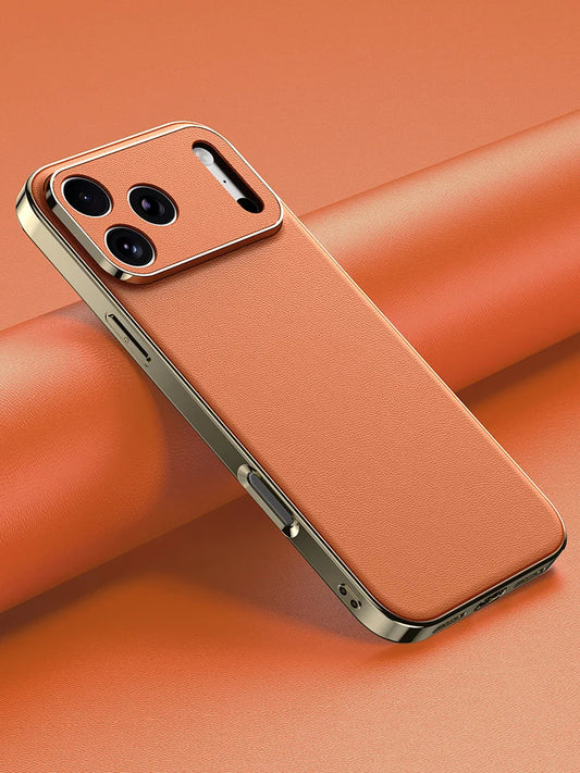 LANGSIDI Luxury Leather iPhone Case – Full Lens Protection, Matte Finish