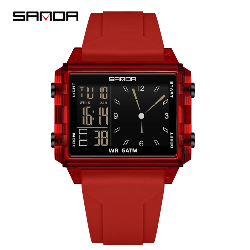 SANDA 6273 Fashion Electronic Watches for Man Luminous Calendar Waterproof Clock Outdoor Sports Casual Ladies Digital Wristwatch