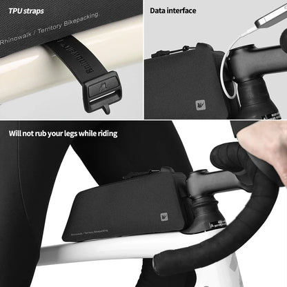 Rhinowalk Bike Top Tube Bag Waterproof Universal Frame Phone Tool Storage Bag Straps & Screws Bikepacking Cycling Accessories