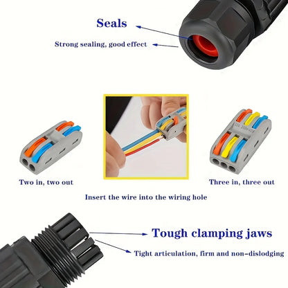 1/2Pcs IP68 Waterproof Joint Wire Quick Connection Connector 2/3 Pin Solder Less LED Lamp Wiring Outdoor Rainproof Terminal
