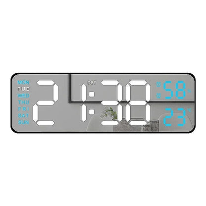 9 Inch Large Digital Wall Clock USB Powered TEMP Humidity Week Auto Dimmer DST Table Clock 12/24H Electronic LED Alarm Clock - Urbizia