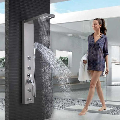 Luxury LED Shower Panel SPA Massage Jet Shower Faucet Bathroom Waterfall Rain Shower Column System Faucet Bathoom