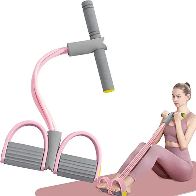Resistance Bands 4-Tube Yoga Pedal Puller Resistance Band Elastic Pull Rope Fitness Equipment for Abdomen Waist Arm Training - Urbizia
