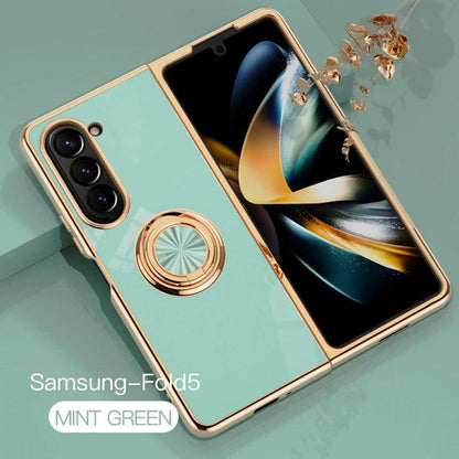 Plating Silicone Case for Samsung Galaxy Z Flip 5 4 3 Z Fold 5 ZFold ZFlip Fold5 Fold4 Flip5 Flip4 Flip3 Cover with Ring Holder