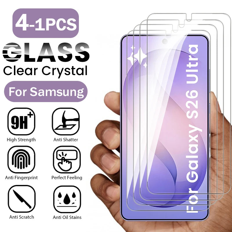 4-1Pcs 9H Tempered Glass For Samsung Galaxy S 26 S26 Ultra Plus S26Ultra S26+ 5G Unlock Screen Protector Explosion-Proof HD Film