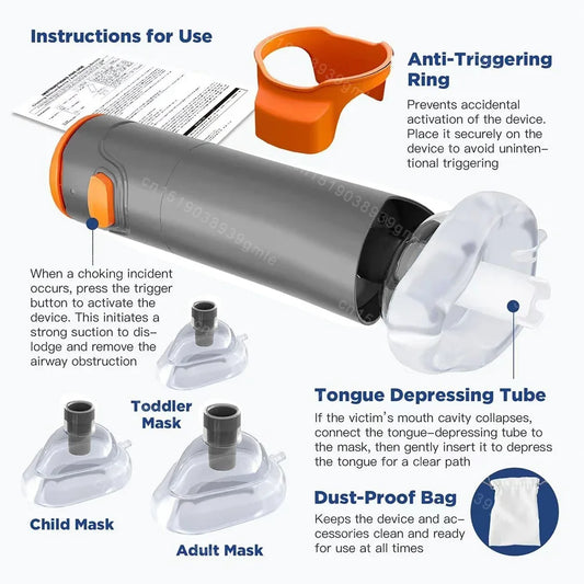 Anti-Choking Rescue Device with 2 Mask Sizes – Auto CPR