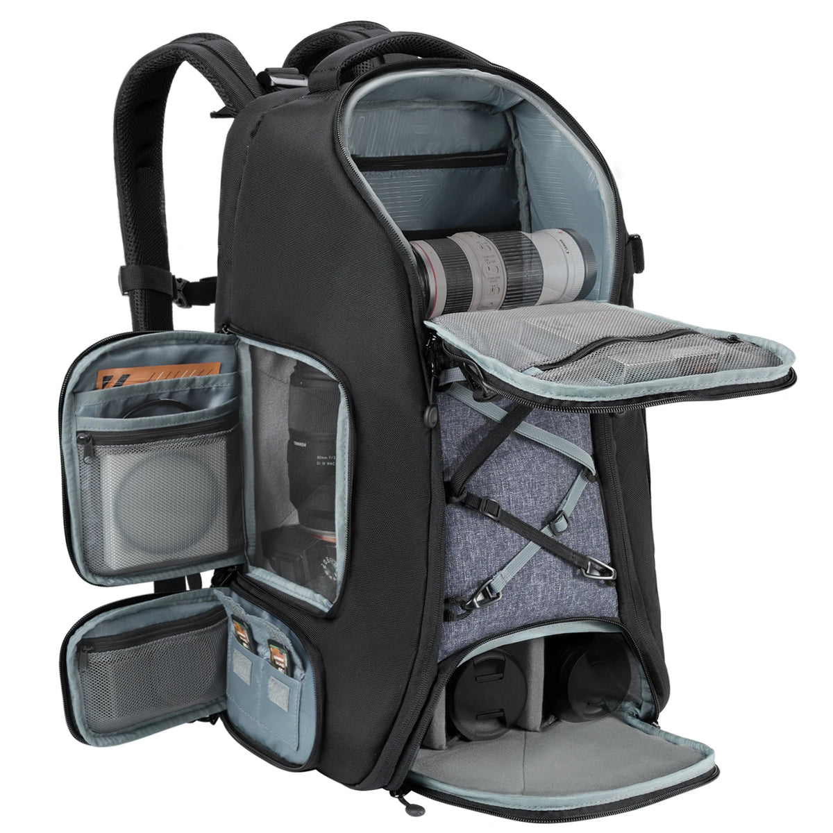K&F CONCEPT 32L/25L Large Camera Backpack for Canon Sony DJI DSLR/SLR Camera Bag Case 15" Laptop with Tripod Strap and Raincover