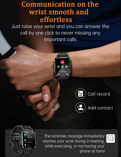 Outdoor Smartwatch Men GPS Sports 800mAh Battery Bluetooth Call Health 1.96-inch Screen Flashlight 3ATM Waterproof Smart Watch - Urbizia