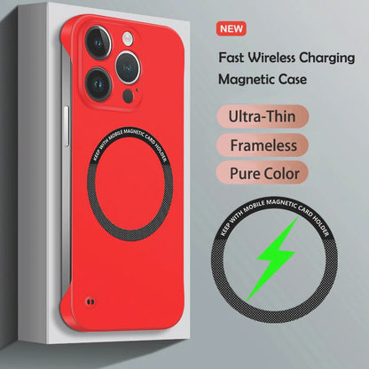 Luxury Ultra Slim Magnetic Frameless Solid Color Phone Case for Magsafe iPhone 13 12 Mini 11 Pro XR X XS Max Shockproof Cover