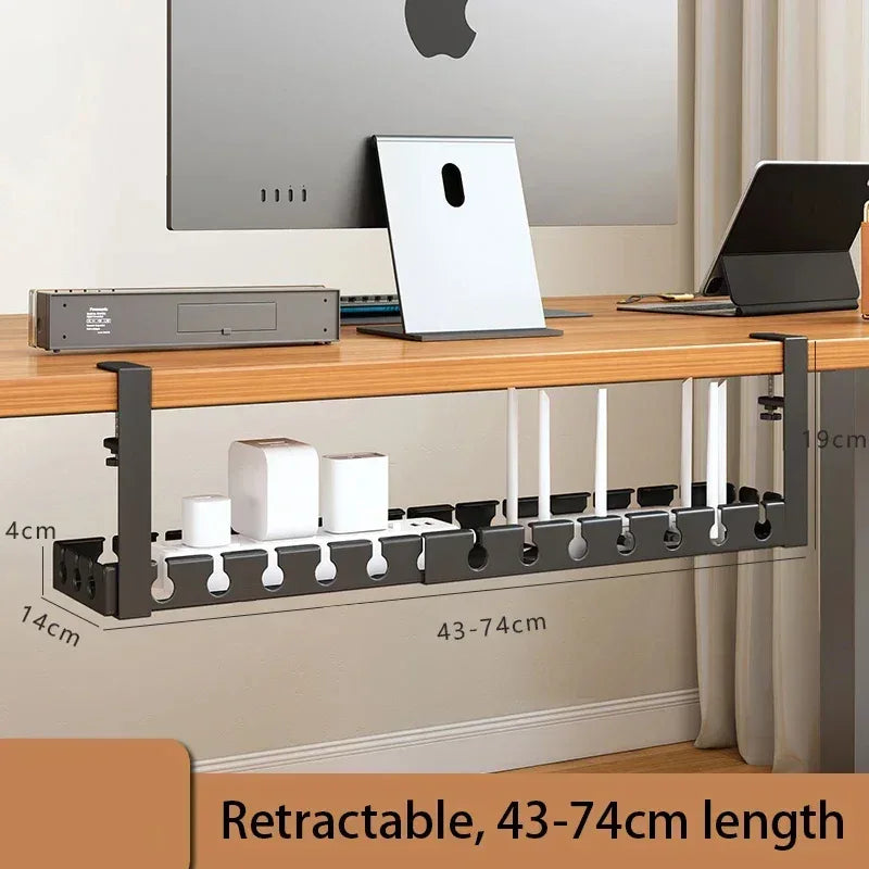 Under Desk Cable Management Tray,Extendable Sturdy Steel Under Desk Cord Hider Raceway,Power Strip Cord Holder Wire Management - Urbizia
