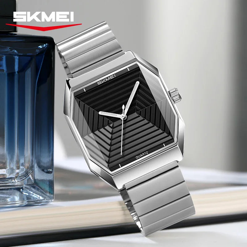 SKMEI 9393 Fashion Quartz Watch Unique Design Stainless Steel Men's Wristwatches Elegant Watches for Men relógios masculino