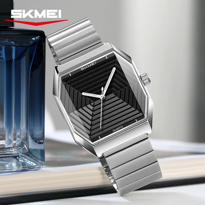 SKMEI 9393 Fashion Quartz Watch Unique Design Stainless Steel Men's Wristwatches Elegant Watches for Men relógios masculino