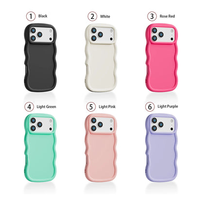 6 Pcs Wavy Edge Solid Color Soft Touch Shockproof Phone Cases, Minimalist Stylish Protective Covers Compatible with iPhone 12,13,14,15,16,17,18 Pro Max/Plus/Air