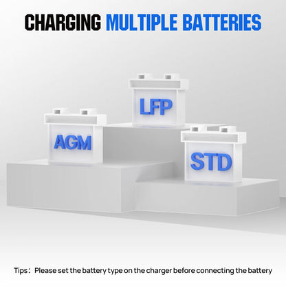 ECO-Worthy 12V/24V 20A Smart Battery Charger Maintainer, Auto Voltage Detect for LiFePO4 Lead-Acid with Multi-Current Options 5A