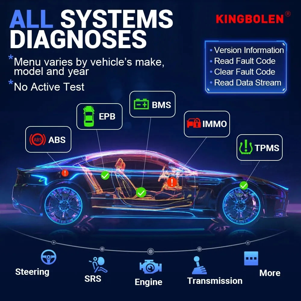 Lifetime Free Update KINGBOLEN K7 ALL System Car Diagnostic Tools ECU Coding Active Test 28 Resets PK LAUNCH X431 CRP919E BT