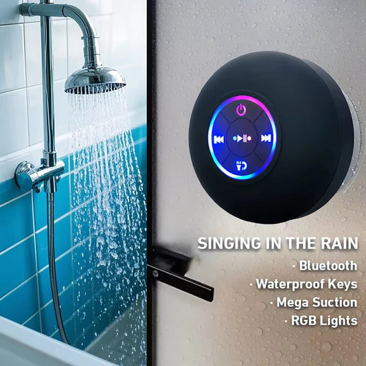 Portable Bluetooth Speaker with LED Light & Suction Cup