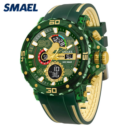 SMAEL 8136 50M Waterproof Military Watch for Men - LED Backlight Alarm Chronograph Stopwatch Shockproof Outdoor