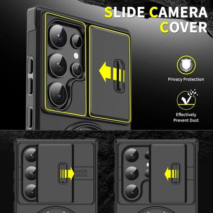 Case For Samsung Galaxy S26 S25 S24 S23 S22 S21 Ultra S24FE S25EDGE Slide Camera Protect Magnetic holder Armor Shockproof Cover