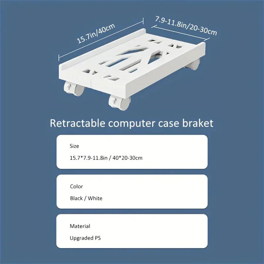 Adjustable Mobile PC Tower Stand with Wheels under Desk CPU Holder Adjustable Stable Mobile Computer Host Stand for Home Office - Urbizia