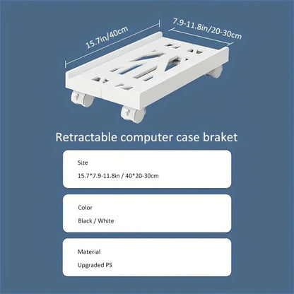 Adjustable Mobile PC Tower Stand with Wheels under Desk CPU Holder Adjustable Stable Mobile Computer Host Stand for Home Office - Urbizia